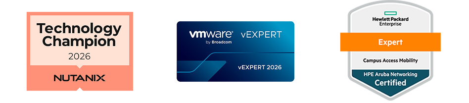 Technology Champion、vmware vEXPERT、Hewlett Packard Enterprise