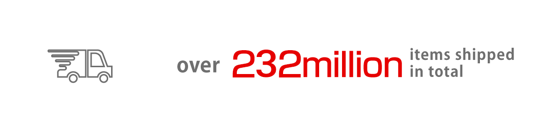 Over 232 million items shipped in total