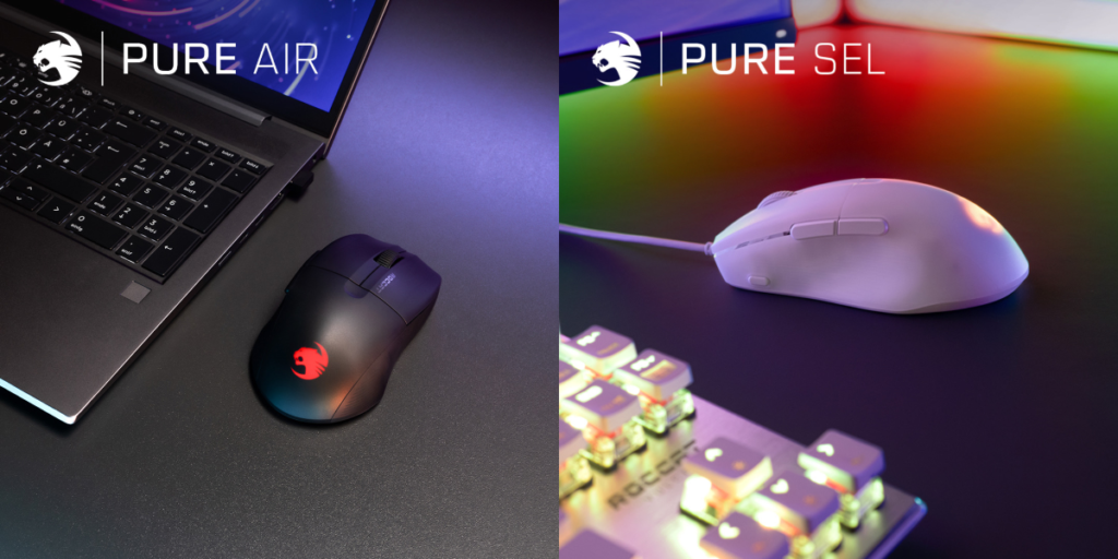 ROCCATの人間工学に基づいた超軽量ゲーミングマウス54gのワイヤレスマウス「Pure Air」とわずか49gの有線マウス「Pure SEL」が登場！